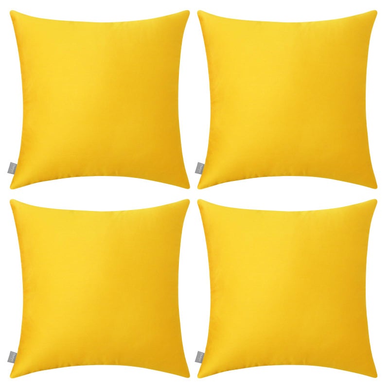 Thmyo 4-Pack 100% Cotton Comfortable Solid Decorative Throw Pillow Cases Square Cushion Covers Sublimation Blank DIY Throw Pillowcase (Only Pillow Covers No Inserts)(18x18 inch/45x45cm,Yellow) - Image 1
